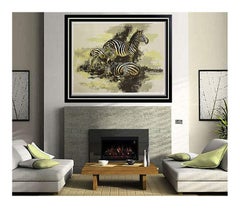 Large MARK KING Original Serigraph SIGNED ZEBRAS Art painting Animal drawing