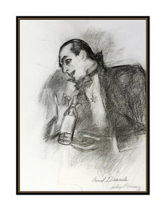LeRoy NEIMAN Original Charcoal Drawing Hand Signed Count Dracula Portrait Art