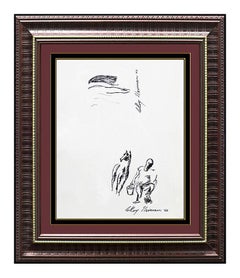 LeRoy NEIMAN Original Drawing Ink Signed Horse Racing Artwork Painting Authentic