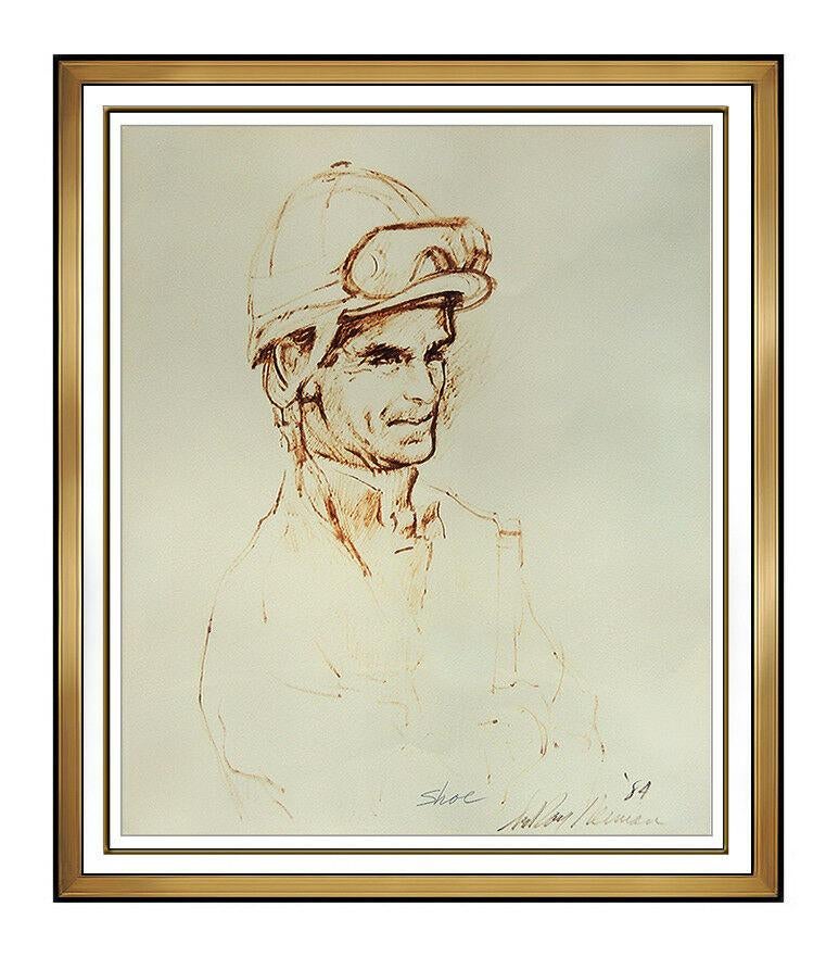 Leroy Neiman Portrait - LeRoy Neiman Original Ink Drawing Signed Horse Racing Willie Shoemaker Artwork
