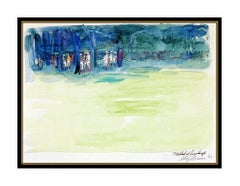 LeRoy Neiman Original Oil Painting Signed Horse Racing Jockey Sports Watercolor