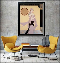 Lillian Shao Large Acrylic Painting On Canvas Signed Woman Dress Chinese Artwork