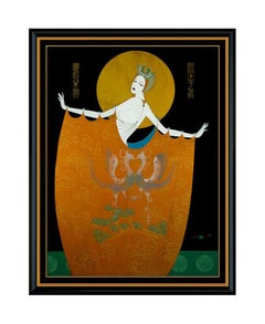 Lillian Shao Large Original Acrylic On Canvas Painting Female Portrait Art Deco