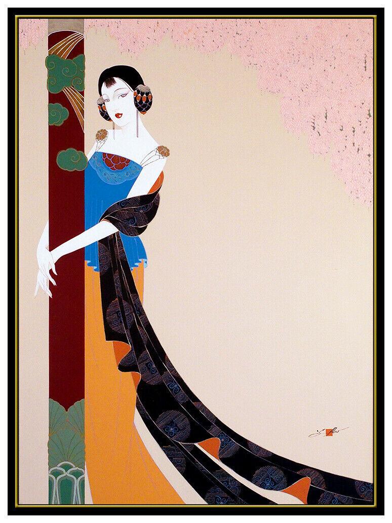 Lillian Shao Original Acrylic Painting On Canvas Signed Female Portrait Large For Sale 1