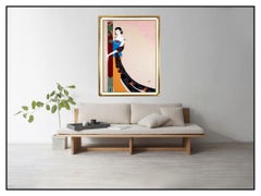 Lillian Shao Original Acrylic Painting On Canvas Signed Female Portrait Large
