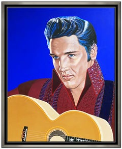 George Torjussen Geortor Large Acrylic Painting On Canvas Elvis Presley Signed