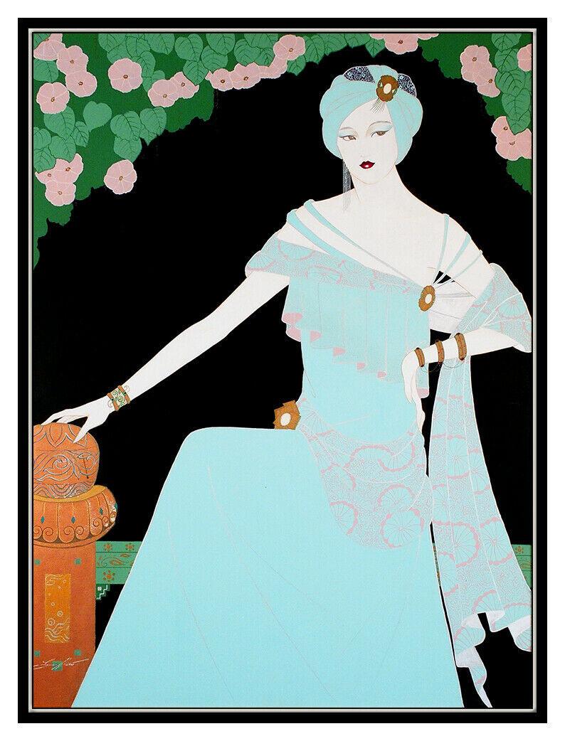 Lillian Shao Original Painting Acrylic On Canvas Signed Female Portrait Large For Sale 2