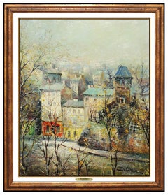 Luicen DeLarue Painting RARE Original Oil On Canvas Cityscape Signed French Art