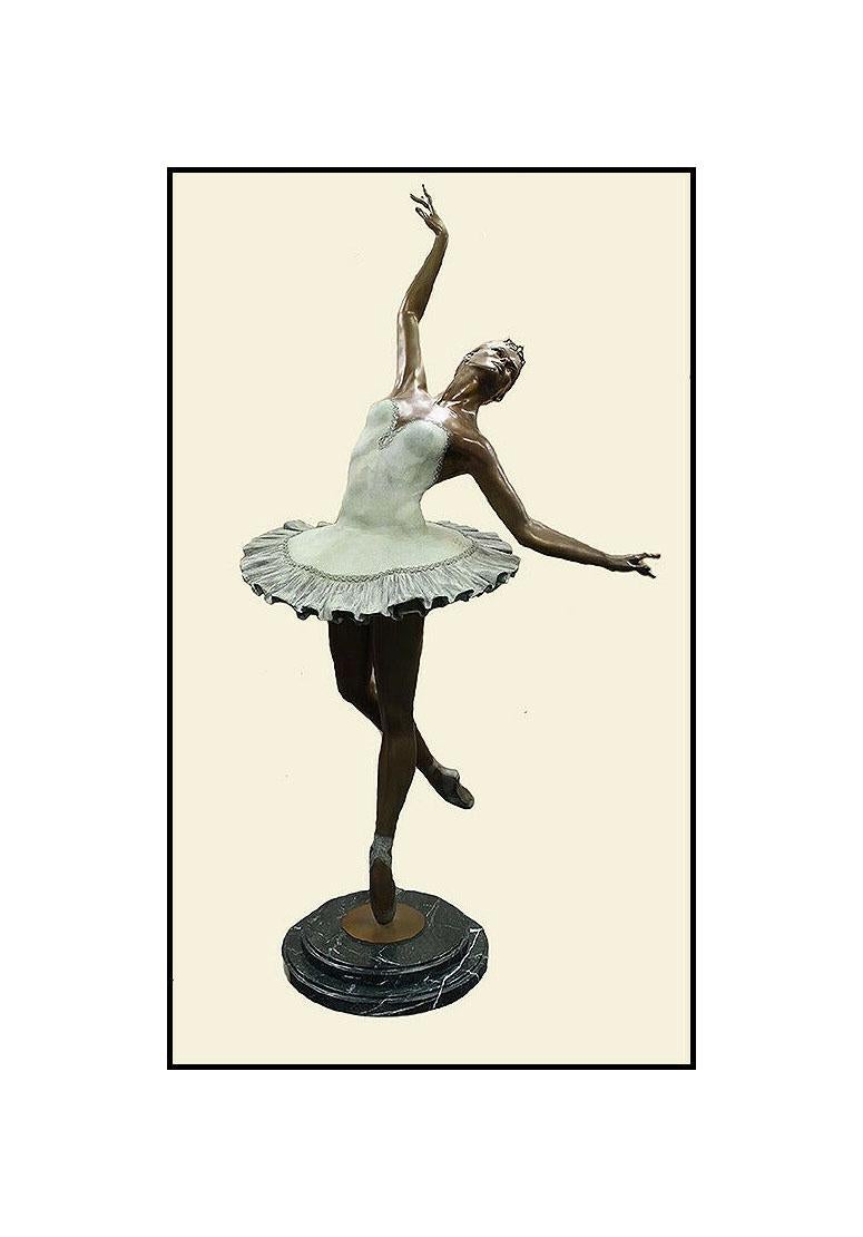 Mario Jason Figurative Sculpture - MARIO JASON Original BRONZE SCULPTURE Aurora Signed Female Ballerina LARGE 84"H