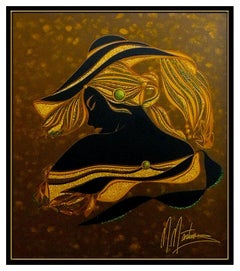 MARTIROS Manoukian Original Painting Acrylic On Board Signed Female Portrait