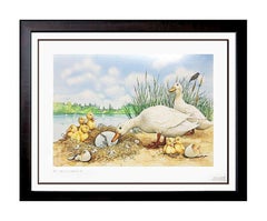 Vintage Michael Hampshire Ugly Duckling ORIGINAL Illustration Painting Framed Artwork