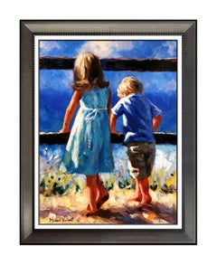Michael Vincent Hanging Out Giclee On Canvas Signed Children Artwork