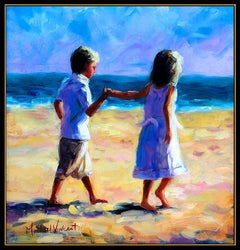 Michael Vincent Original Painting Oil On Canvas Signed Child Sister Portrait Art