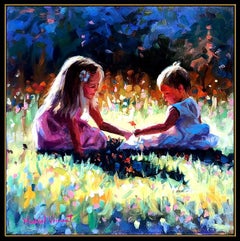 Michael Vincent Original Painting Oil On Canvas Signed Child Sister Portrait Art