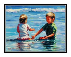 Michael Vincent Original Painting Oil On Canvas Signed Children Family Portrait