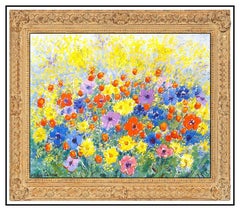 Michele Cascella Original Oil Painting on Canvas Signed Flower Landscape Artwork