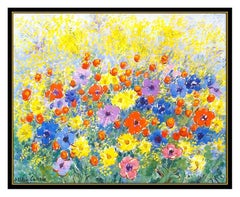 Michele Cascella Original Oil Painting on Canvas Signed Flower Landscape Artwork