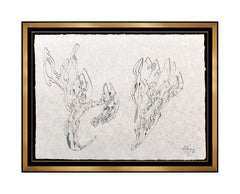 Mihail Chemiakin Large Original Ink Drawing Hand Signed Metaphysical Heads Art