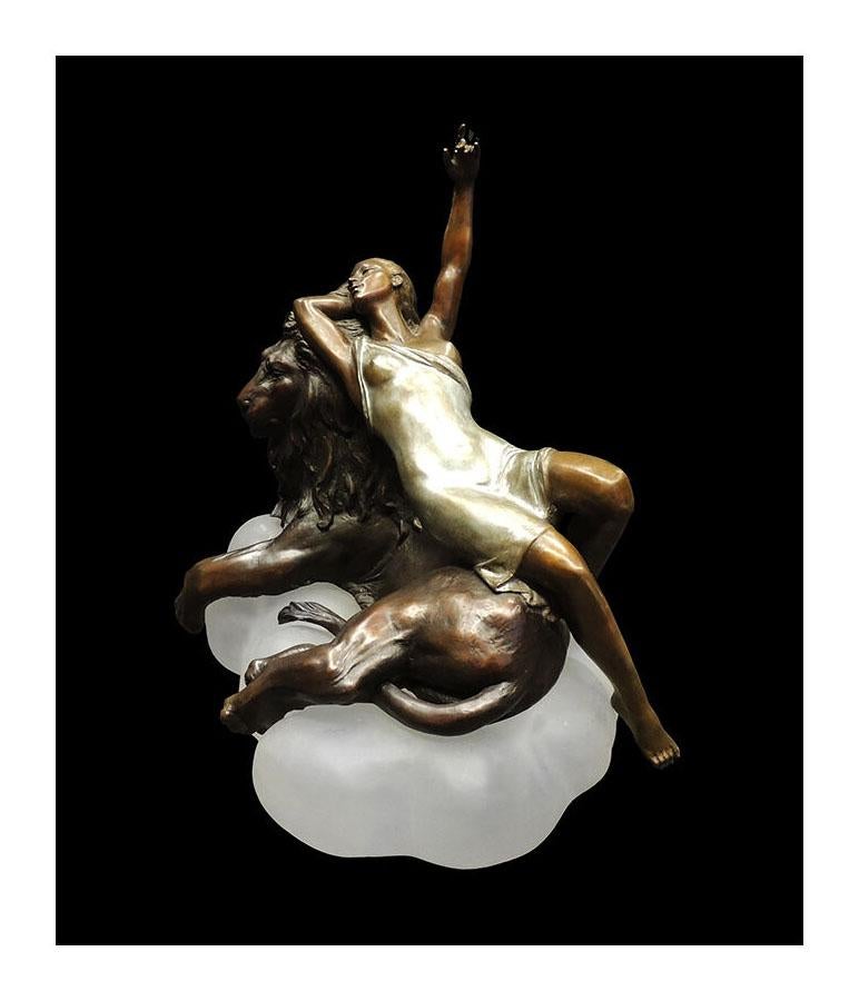 Misha Frid Bronze Sculpture and Crystal Acrylic Base, 