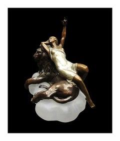 Misha Frid Original Bronze Sculpture Signed Lion Female Seduction Signed Artwork