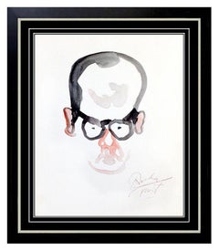 NOEL ROCKMORE Original Painting Watercolor SIGNED Male Portrait Caricature Art