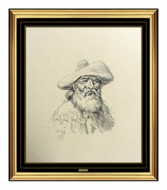 Olaf Wieghorst Original Drawing Signed Western Portrait Illustration Artwork SBO