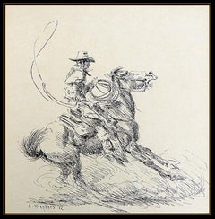 Olaf Wieghorst Original Ink Drawing Signed Western Horse Cowboy Illustration Art