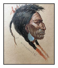 Olaf Wieghorst Original Watercolor Painting On Board Signed Native American Art