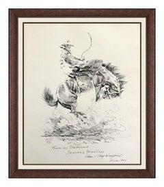 Olaf Wieghorst Original Western Drawing Signed Horse Cowboy Illustration Artwork