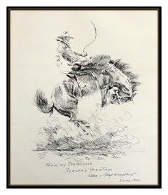 Olaf Wieghorst Original Western Drawing Signed Horse Cowboy Illustration Artwork