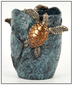 Vintage Joseph Quillan Original Bronze Vase Turtle Sculpture Signed Mystical Spirits Art