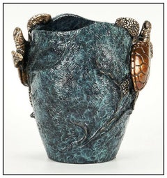 Joseph Quillan Original Bronze Vase Turtle Sculpture Signed Mystical Spirits Art