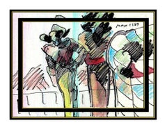PETER MAX all Original PAINTING POP ART PROFILES Watercolor SIGNED Pop Art Rare