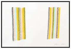 Gene Davis Original Oil Pastel Drawing Vertical Stripes Lines Signed Modern Art