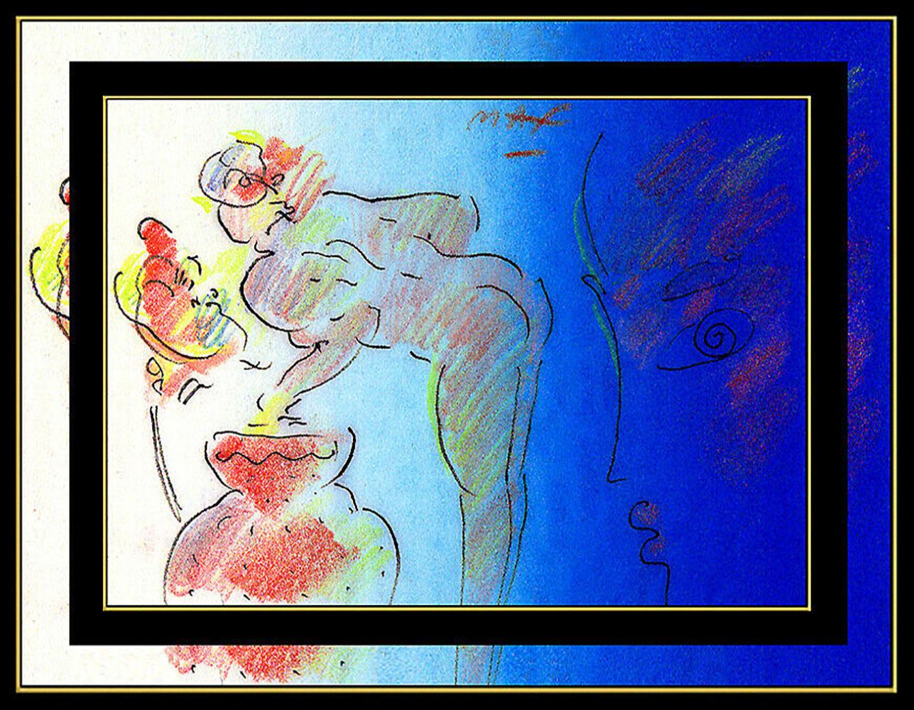 PETER MAX Original PAINTING POP ART PROFILE Watercolor SIGNED VASE of FLOWERS - Art by Peter Max