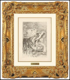 Pierre Auguste Renoir Original Le Chapeau Epingle Signed Authentic Framed Art