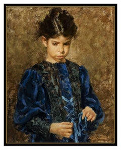Ramon Kelley Original Oil Painting on Canvas Signed Child Portrait Framed Art