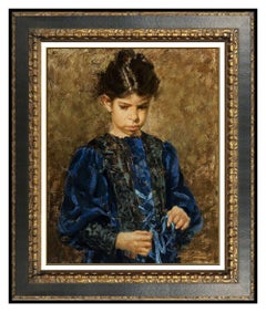 Ramon Kelley Original Oil Painting on Canvas Signed Child Portrait Framed Art