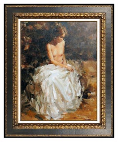 Ramon Kelley Original Oil Painting on Canvas Signed Nude Female Portrait Artwork