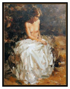 Ramon Kelley Original Oil Painting on Canvas Signed Nude Female Portrait Artwork