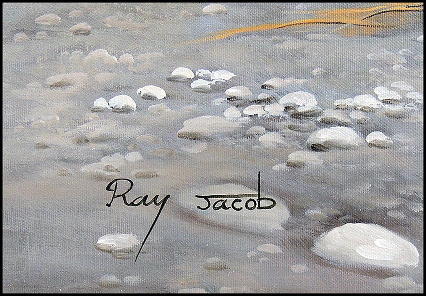 Ray Jacob Rare Original Oil Painting on Canvas Signed Tiger Wildlife Large Art For Sale 1
