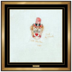 Red Skelton Original Pastel Painting On Linen Hand Signed Freddie Clown Art oil