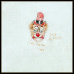 Red Skelton Original Pastel Painting On Linen Hand Signed Freddie Clown Art oil