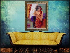 Vintage Sabzi Exotic Flower Large Original Giclee On Canvas Hand Signed Authentic Art