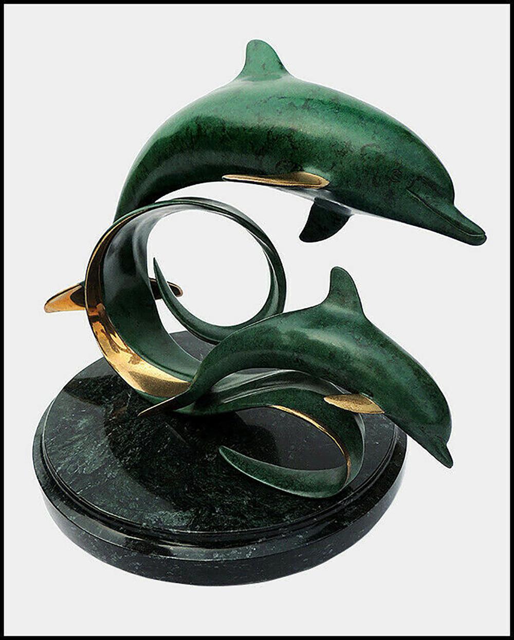 SCOTT HANSON Harmony BRONZE SCULPTURE Signed Sealife Animal Dolphins Artwork - Sculpture by Scott Hanson