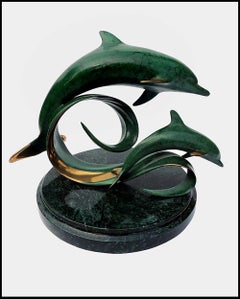 SCOTT HANSON Harmony BRONZE SCULPTURE Signed Sealife Animal Dolphins Artwork