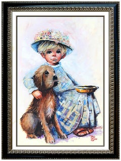 Tony Crosse Original Oil Painting On Canvas Signed Child Portrait Framed Artwork