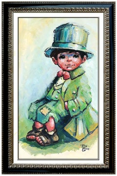 Tony Crosse Original Painting Oil On Canvas Signed Child Boy Portrait Artwork