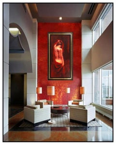 Valentino Large Original Painting On Canvas Nude Female Signed Mixed Media Art