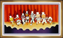 Vintage Warner Bros Friz Freleng Bugs Bunny Chorus Line Hand Painted Cel Animation Art